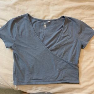blue wrap top